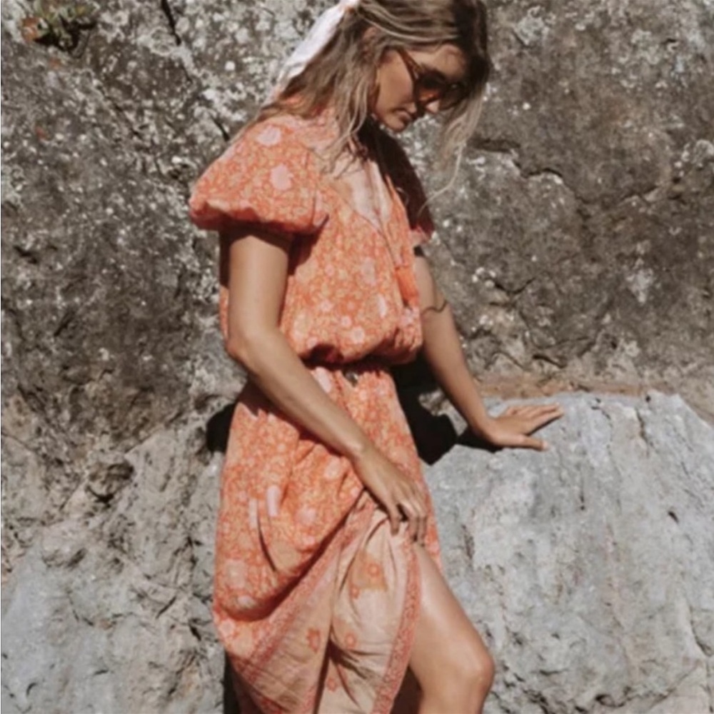 Spell Love Story Coral Boho Dress small